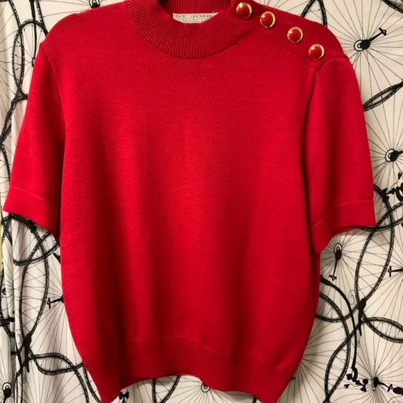 St. John Sport by Marie Gray Tops - ST. JOHN COLLECTION BY MARIE GRAY Red Short Sleeve